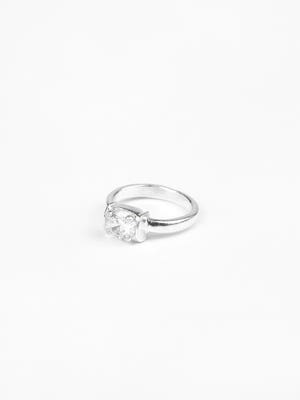 White Stone Silver Ring