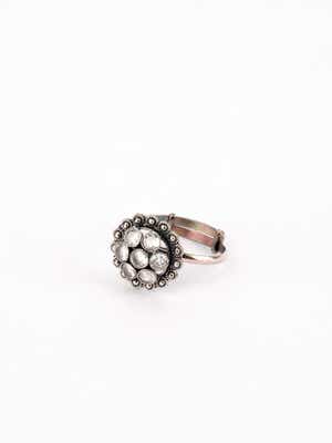 Stone Studded Oxidized Silver Ring