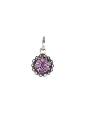 Faux Ruby Simulated Stone Studded Oxidized Silver Locket