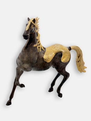 Black and Golden Brass Horse 