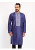 Blue Printed and Erri Embroidered Silk Panjabi Pajama Set