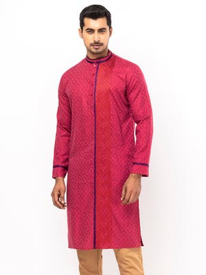 Persian Plum Cotton Slim Fit Panjabi Pajama Set