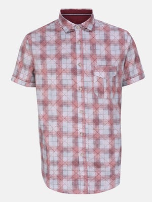 White Check Mixed Cotton Fitted Shirt