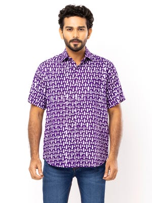Purple Wax Dyed Cotton Shirt