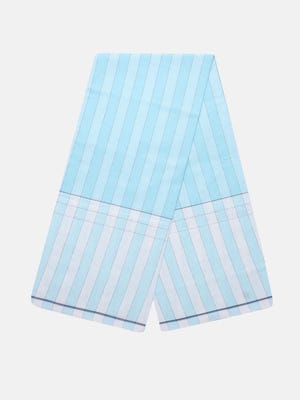 Light Cyan Striped Cotton Lungi