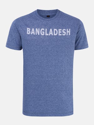 Blue Printed Cotton T-Shirt