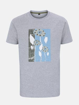 Grey Printed Cotton T-Shirt