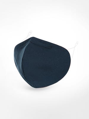 Men 3 Layer Navy Blue Cotton Round Mask