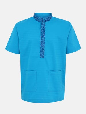 Blue Check and Embroidered Cotton Fatua