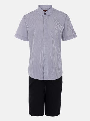 White Striped Cotton Shirt Pant Set