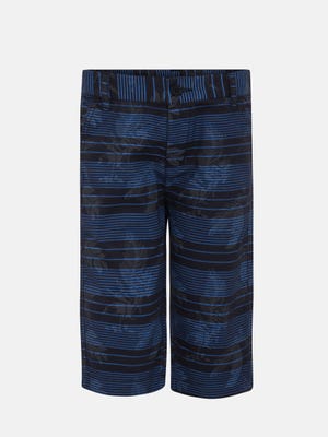 Blue Printed Gabardine Short Pant