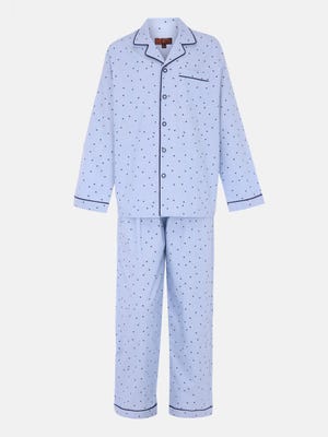 Blue Printed Cotton Sleeping Suit