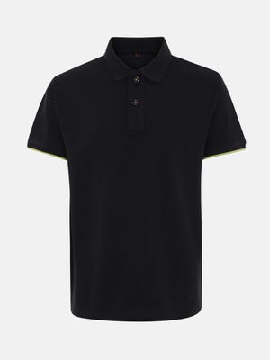 Black Mixed Cotton Polo Shirt