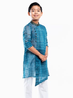 Blue Tie-Dyed Cotton Panjabi