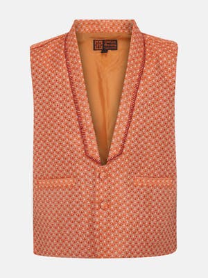 Orange Embroidered Jacquard Katan Coaty