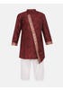 Maroon Printed Silk Panjabi Pajama Set