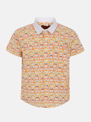 Light Yellow Printed Cotton Shirt