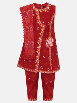 Maroon Printed and Embroidered Voile Shalwar Kameez