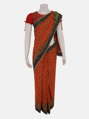 Red Printed Voile Saree