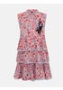 Multicolour Printed And Embroidered Linen Frock
