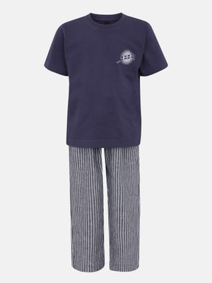 Navy Blue Printed T-Shirt Pant Set