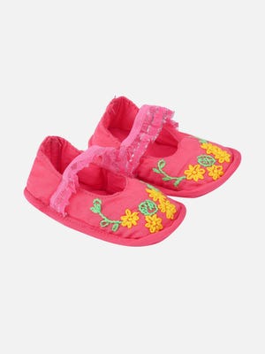 Pink Embroidered Cotton Shoes