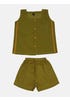 Olive Green Embroidered Cotton Nima Set