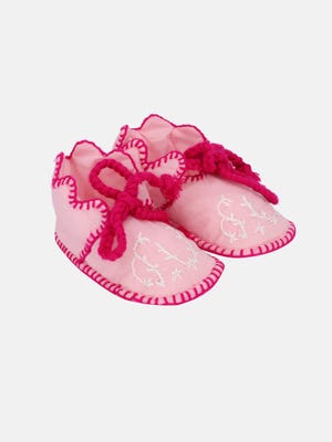 Pink Embroidered Cotton Shoes