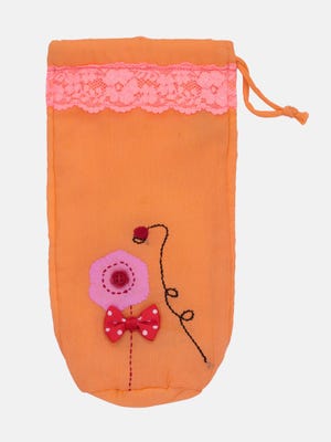 Orange Embroidered and Appliqued Voile Feeder Cover