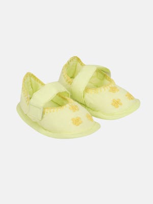 Yellow Embroidered Cotton Shoe