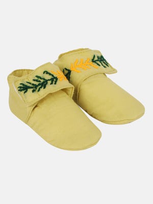 Light Yellow Embroidered Cotton Shoe