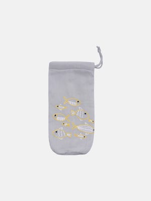 Grey Embroidered Voile Feeder Cover