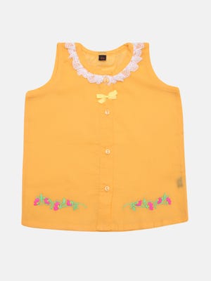 Yellow Embroidered Voile Nima