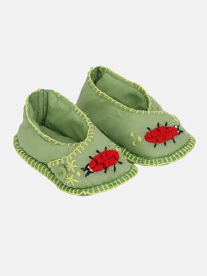 Green Embroidered Cotton Shoe