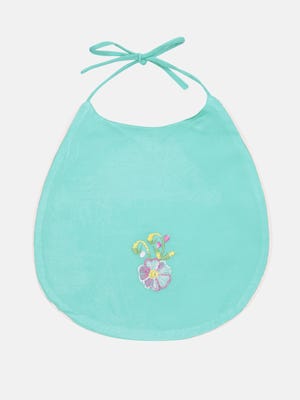 Turquoise Embroidered  Voile Bib