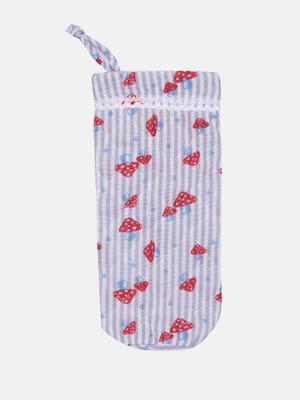 Blue Striped And Printed Cotton Feeder Cover