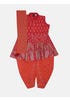 Red Printed and Embroidered Linen Shalwar Kameez
