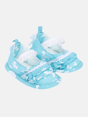 Blue Printed Voile Shoes