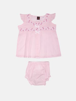 Pink Embroidered Voile Nima Set