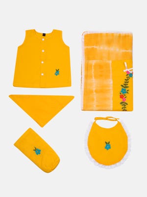 Mustard Tie-Dyed Voile Newborn Set