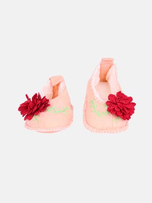 Peach Embroidered Linen Shoe