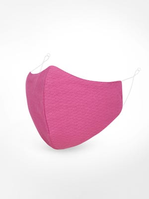 Women 3 Layer Pink Jacquard Textured Cotton Half Moon Mask