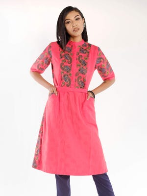 Watermelon Printed and Embroidered Viscose-Cotton Maternity Top