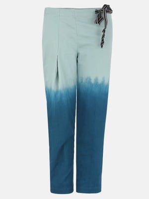 Peacock Blue Dyed Ramie Cotton Trouser