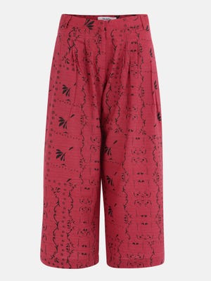 Red Printed Cotton-Satin Trouser