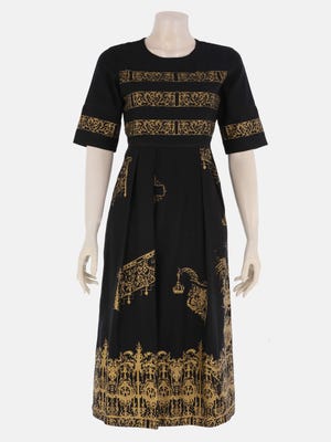 Black Printed Viscose-Cotton Dress