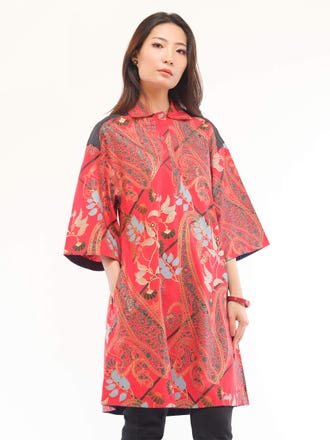 Red Printed Viscose-Cotton Top