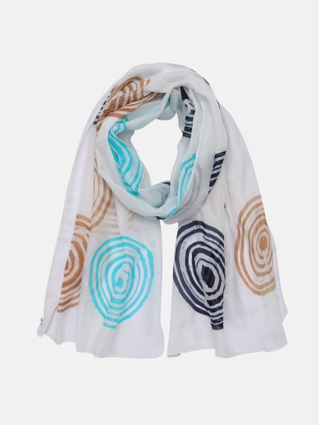 Blue Hand Painted Silk Scarf