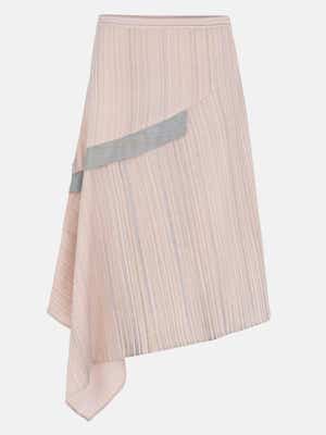 Peach Brush Painted Jacquard Viscose-Cotton Skirt