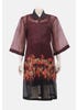 Burgundy Tie-Dyed and Printed Muslin-Silk Maternity Dress